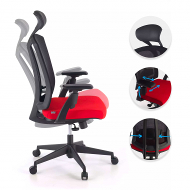 cadeira ergonomica vermelho ridley malha mesh bracos regulaveis 3d apoio lombar apoio de cabeca 3