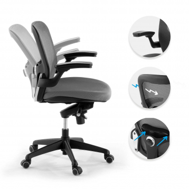 cadeira ergonomica cinza cadeira de escritorio malha mesh bracos moveis apoio lombar 3