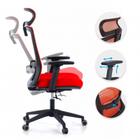 Cadeira de Secretária Tesla, apoio de cabeça, apoio lombar, rede
