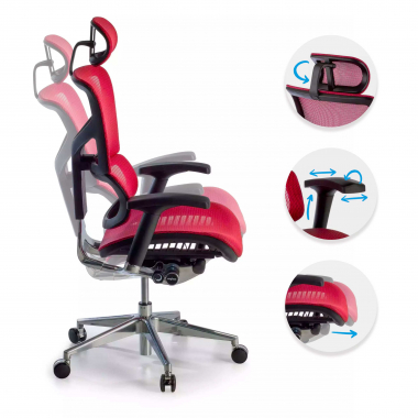 cadeira ergonomica vermelho next2 com apoio de cabeca malha mesh bracos regulaveis 4d apoio lombar apoio de cabeca 3