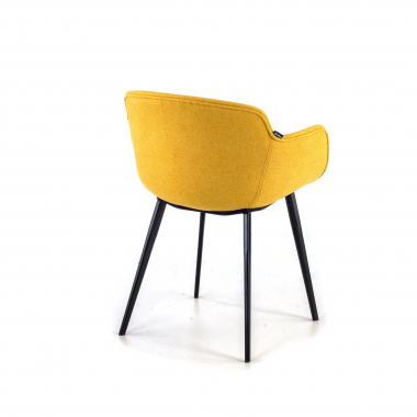 cadeira sala de espera preto amarelo 4 patas tecido bracos estofados 5