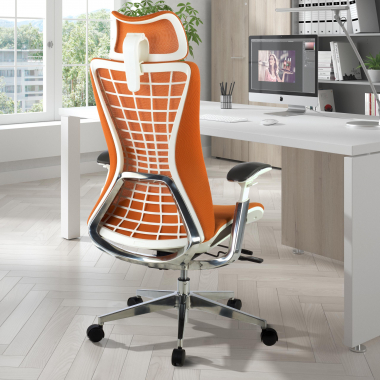 cadeira ergonomica laranja miller malha mesh bracos regulaveis 3d 2