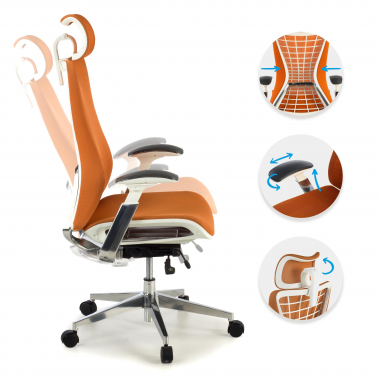cadeira ergonomica laranja miller malha mesh bracos regulaveis 3d 4