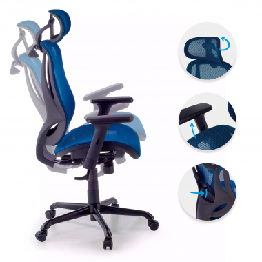 cadeira ergonomica azul locktech malha mesh bracos regulaveis 1d apoio lombar apoio de cabeca 3