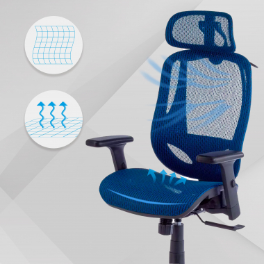 cadeira ergonomica azul locktech malha mesh bracos regulaveis 1d apoio lombar apoio de cabeca 4