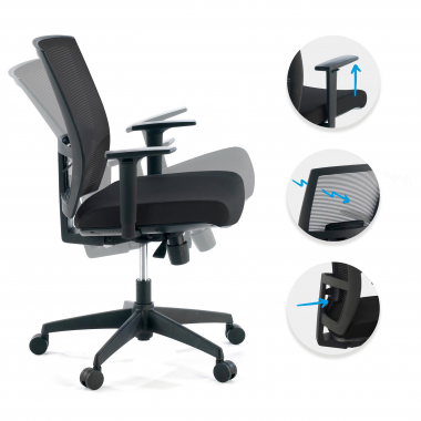 cadeira ergonomica preto estrutura preta malha mesh bracos regulaveis 1d apoio lombar 3