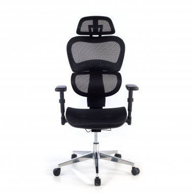 cadeira ergonomica preto estrutura negra base cromada malha mesh bracos regulaveis 3d apoio lombar duplo apoio de cabeca 5