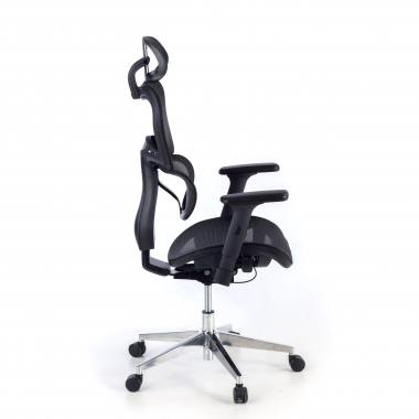 cadeira ergonomica preto estrutura negra base cromada malha mesh bracos regulaveis 3d apoio lombar duplo apoio de cabeca 6