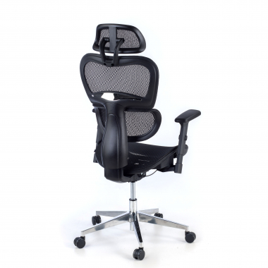 cadeira ergonomica preto estrutura negra base cromada malha mesh bracos regulaveis 3d apoio lombar duplo apoio de cabeca 7