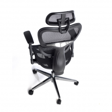 cadeira ergonomica preto estrutura negra base cromada malha mesh bracos regulaveis 3d apoio lombar duplo apoio de cabeca 9