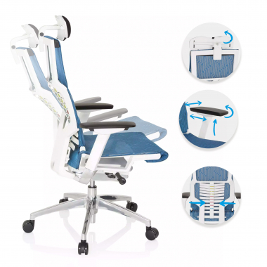 Cadeira ergonómica Dynamic white, mecanismo oscilante plus