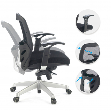cadeira home office preto sem apoio de cabeca malha mesh bracos regulaveis 3d apoio lombar 3