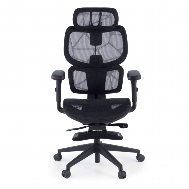 cadeira ergonomica preto every malha mesh bracos regulaveis 3d apoio de cabeca apoio de pes extensivel 5