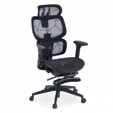 cadeira ergonomica preto every malha mesh bracos regulaveis 3d apoio de cabeca apoio de pes extensivel 1