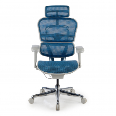 cadeira ergonomica branco azul estrutura branca red malha mesh bracos moveis apoio de cabeca 5