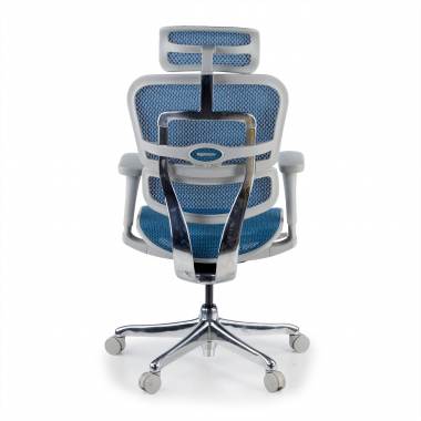 cadeira ergonomica branco azul estrutura branca red malha mesh bracos moveis apoio de cabeca 8