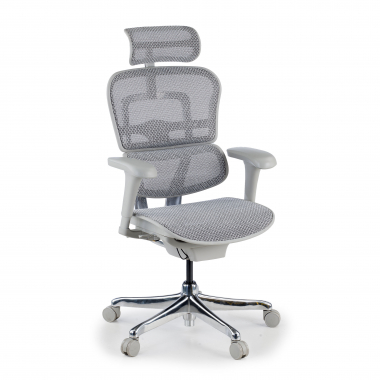 cadeira ergonomica branco cinzento estrutura branca red malha mesh bracos moveis apoio de cabeca 1