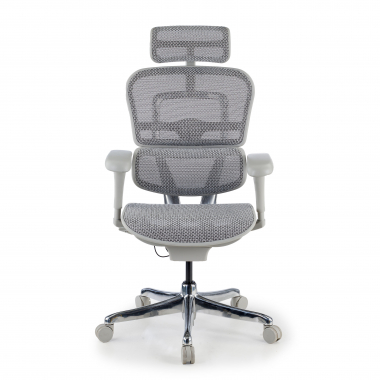 cadeira ergonomica branco cinzento estrutura branca red malha mesh bracos moveis apoio de cabeca 5