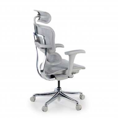cadeira ergonomica branco cinzento estrutura branca red malha mesh bracos moveis apoio de cabeca 6