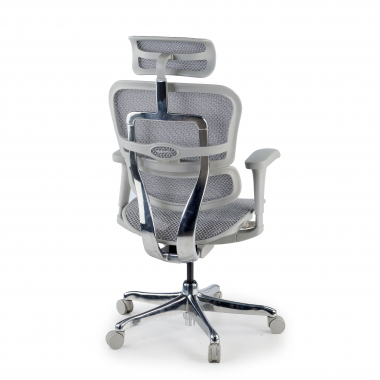 cadeira ergonomica branco cinzento estrutura branca red malha mesh bracos moveis apoio de cabeca 7