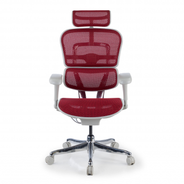 cadeira ergonomica branco vermelho estrutura branca red malha mesh bracos moveis apoio de cabeca 5