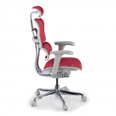 cadeira ergonomica branco vermelho estrutura branca red malha mesh bracos moveis apoio de cabeca 6