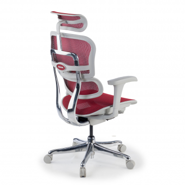 cadeira ergonomica branco vermelho estrutura branca red malha mesh bracos moveis apoio de cabeca 7