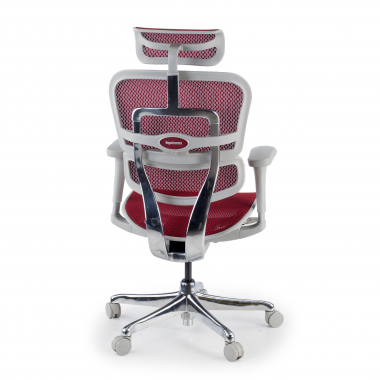 cadeira ergonomica branco vermelho estrutura branca red malha mesh bracos moveis apoio de cabeca 8