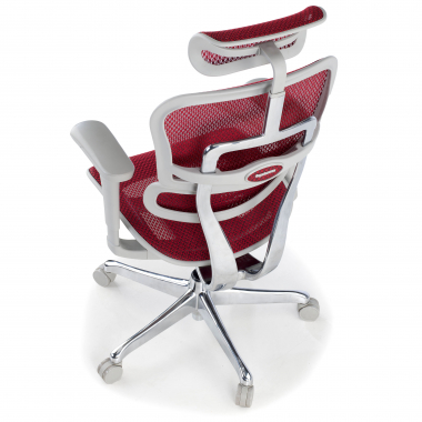 cadeira ergonomica branco vermelho estrutura branca red malha mesh bracos moveis apoio de cabeca 9