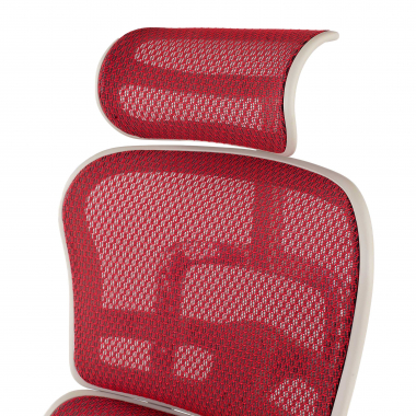 cadeira ergonomica branco vermelho estrutura branca red malha mesh bracos moveis apoio de cabeca 10
