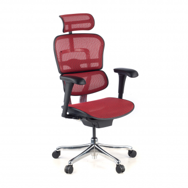 cadeira ergonomica vermelho estrutura preta red malha mesh bracos moveis apoio de cabeca 1
