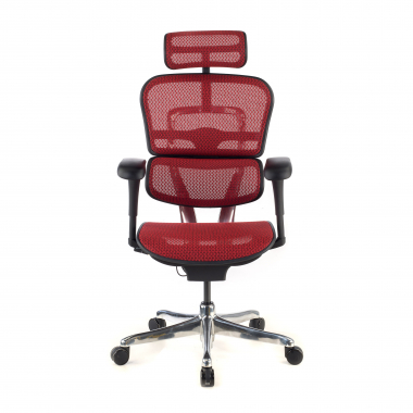cadeira ergonomica vermelho estrutura preta red malha mesh bracos moveis apoio de cabeca 5