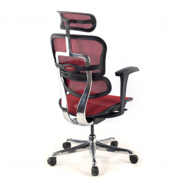 cadeira ergonomica vermelho estrutura preta red malha mesh bracos moveis apoio de cabeca 6