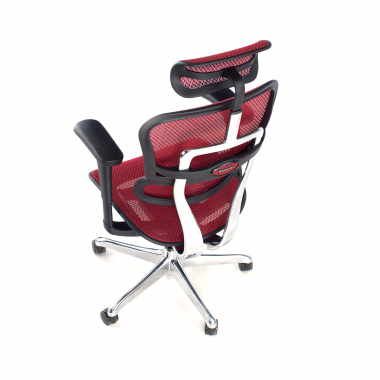 cadeira ergonomica vermelho estrutura preta red malha mesh bracos moveis apoio de cabeca 8