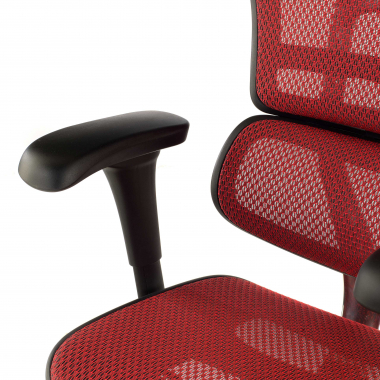cadeira ergonomica vermelho estrutura preta red malha mesh bracos moveis apoio de cabeca 10