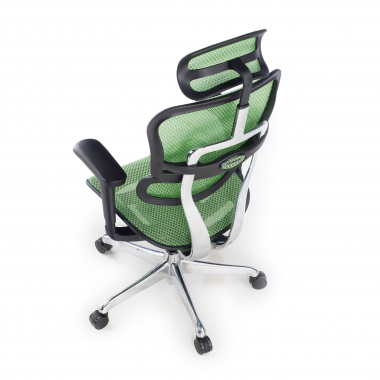 cadeira ergonomica verde estrutura preta red malha mesh bracos moveis apoio de cabeca 8