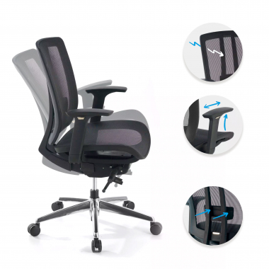 cadeira home office preto sem apoio de cabeca red malha mesh bracos regulaveis 4d apoio lombar 3
