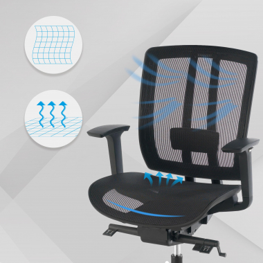 cadeira home office preto sem apoio de cabeca red malha mesh bracos regulaveis 4d apoio lombar 4