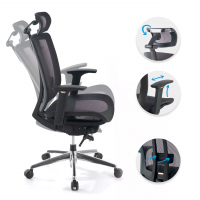 Cadeira de escritório japonesa Hiro, oscilante, braços 4D, com apoio de cabeça