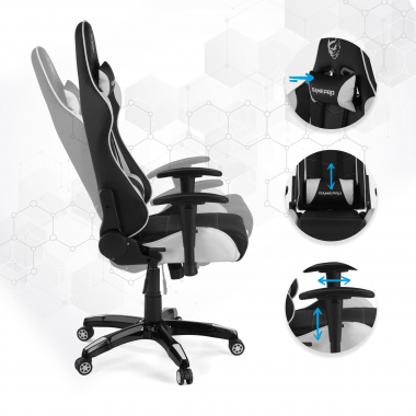 cadeira gaming branco game pro pele sintetica bracos moveis almofada lombar e cervical apoio de cabeca 3