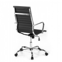 Cadeira design Spirit, apoio para braço de aço, encosto alto, polipele