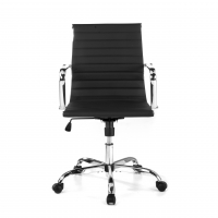 Cadeira escritório design Spirit, apoio para braço de aço, encosto baixo, polipele