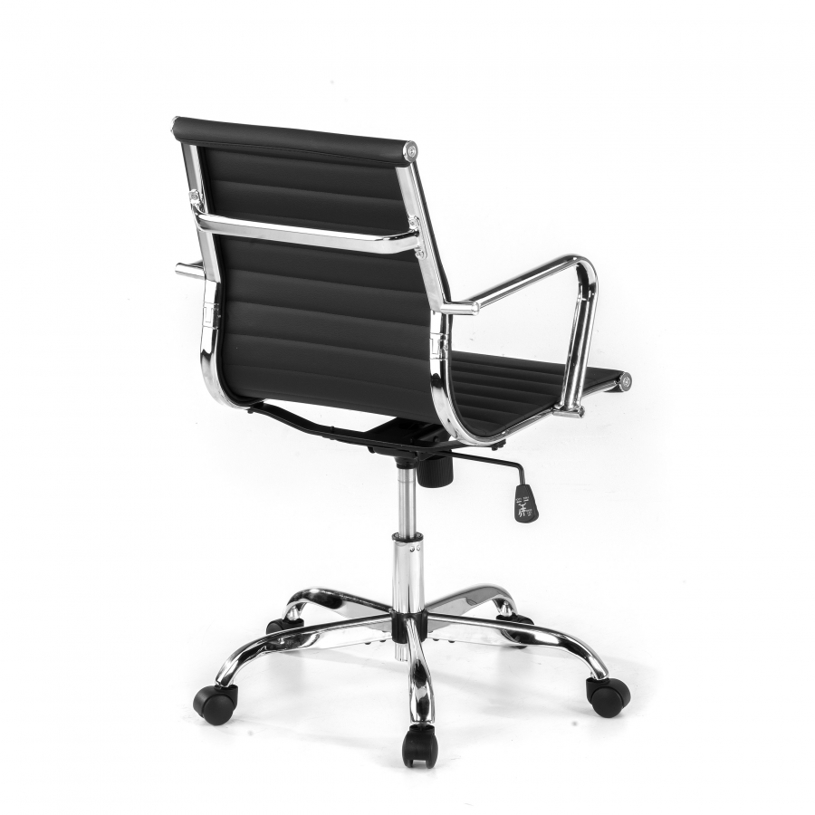 Cadeira escritório design Spirit, apoio para braço de aço, encosto baixo, polipele