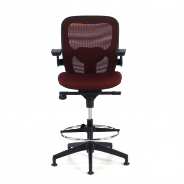 banco ergonomico vermelho taburete de oficina malha mesh bracos fixos 3