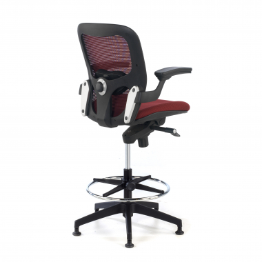 banco ergonomico vermelho taburete de oficina malha mesh bracos fixos 6