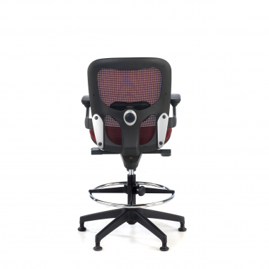 banco ergonomico vermelho taburete de oficina malha mesh bracos fixos 8
