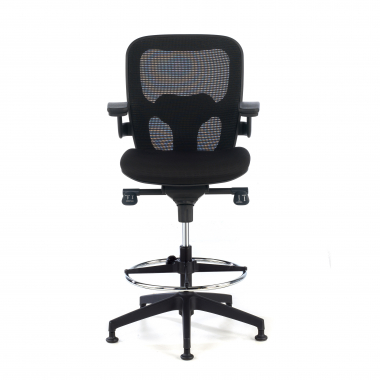 banco ergonomico preto taburete de oficina malha mesh bracos fixos 3