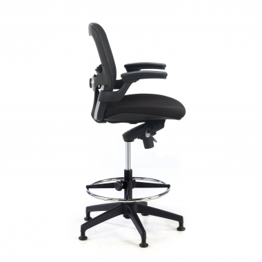 banco ergonomico preto taburete de oficina malha mesh bracos fixos 4