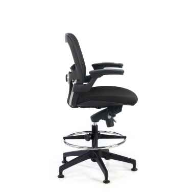 banco ergonomico preto taburete de oficina malha mesh bracos fixos 5