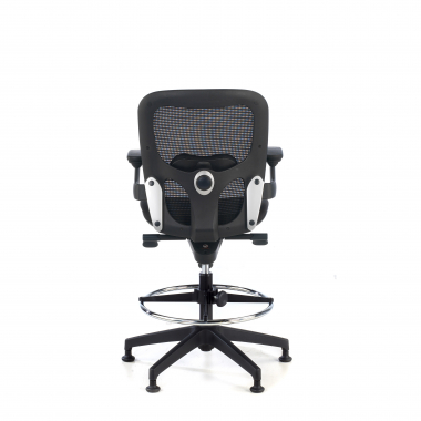banco ergonomico preto taburete de oficina malha mesh bracos fixos 8